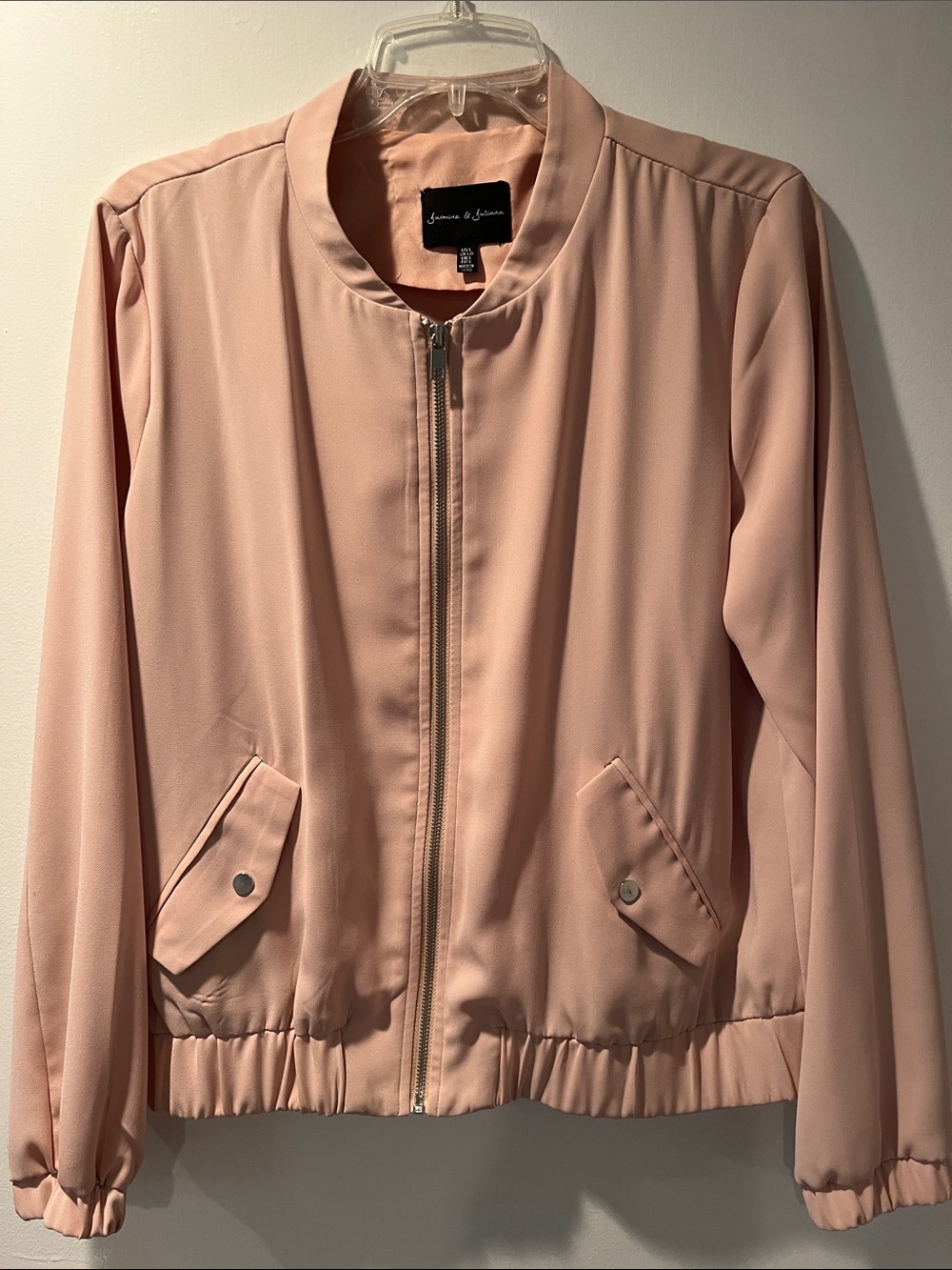 Blush Pink Bomber Jacket style blouse - Women's